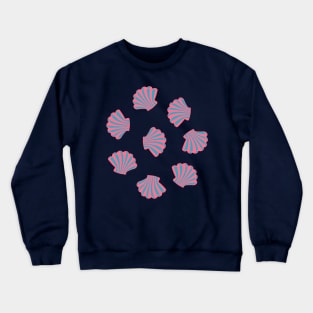 SEASHELLS Scattered Tropical Scallop Clam Shells Undersea Ocean Sea Life in Hot Pink Blue and Purple - UnBlink Studio by Jackie Tahara Crewneck Sweatshirt